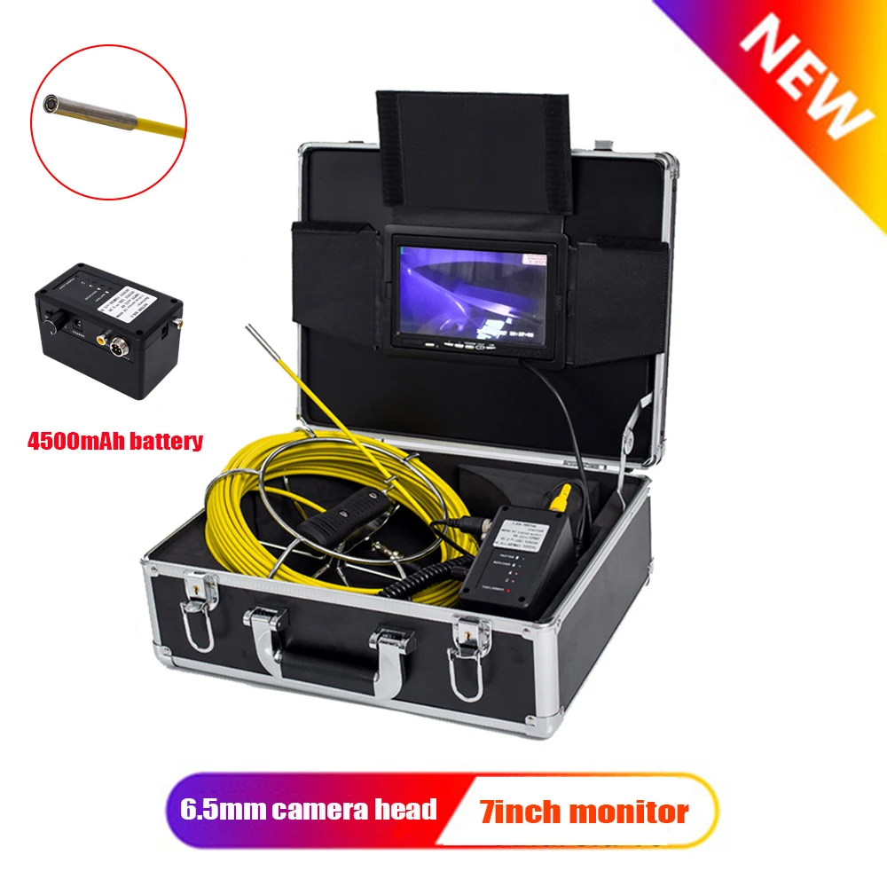 

Mini Camera 7inch Monitor Industrial Endoscope 20/30/40/50M Cable Pipeline Pipe &Drain Sewer Video Inspection Camera 6.5mm Lens