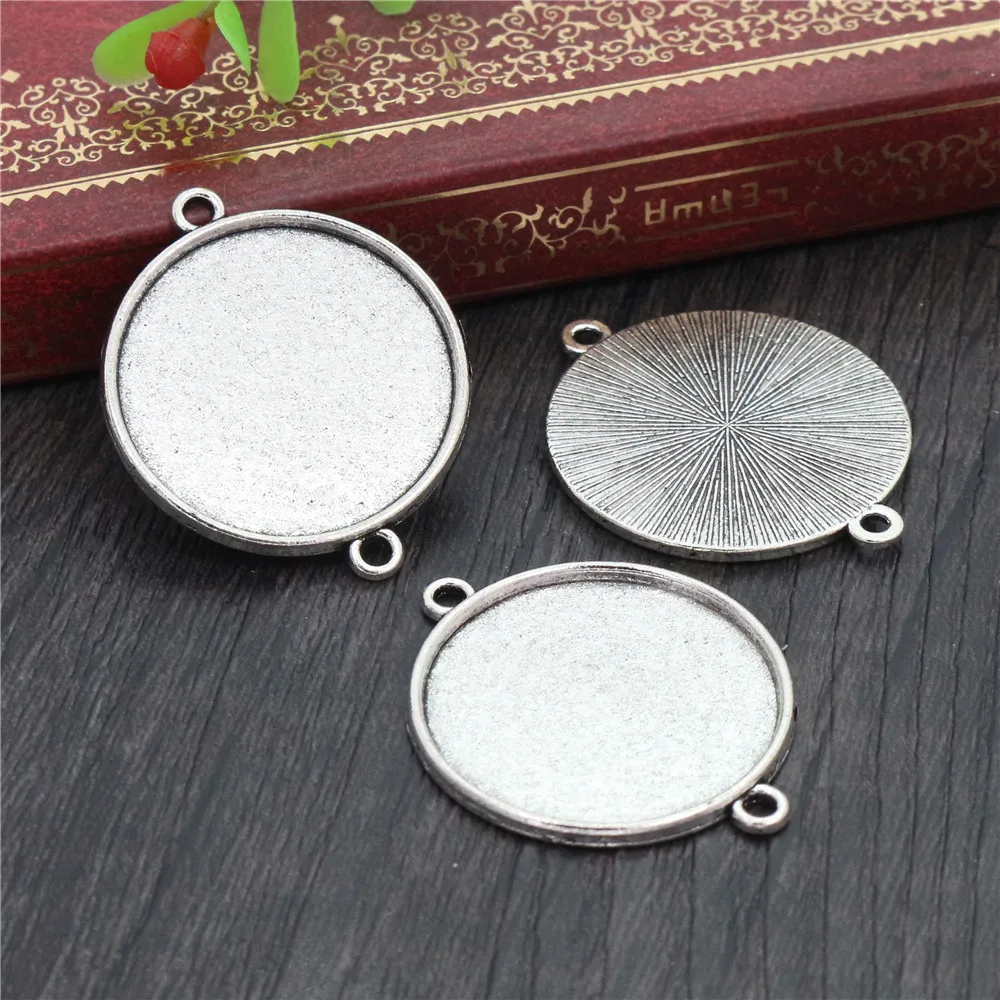 

New Fashion 10pcs 25mm Inner Size Antique Silver Plated Classic Simple Style Cabochon Base Setting Charms Pendant (A6-22)