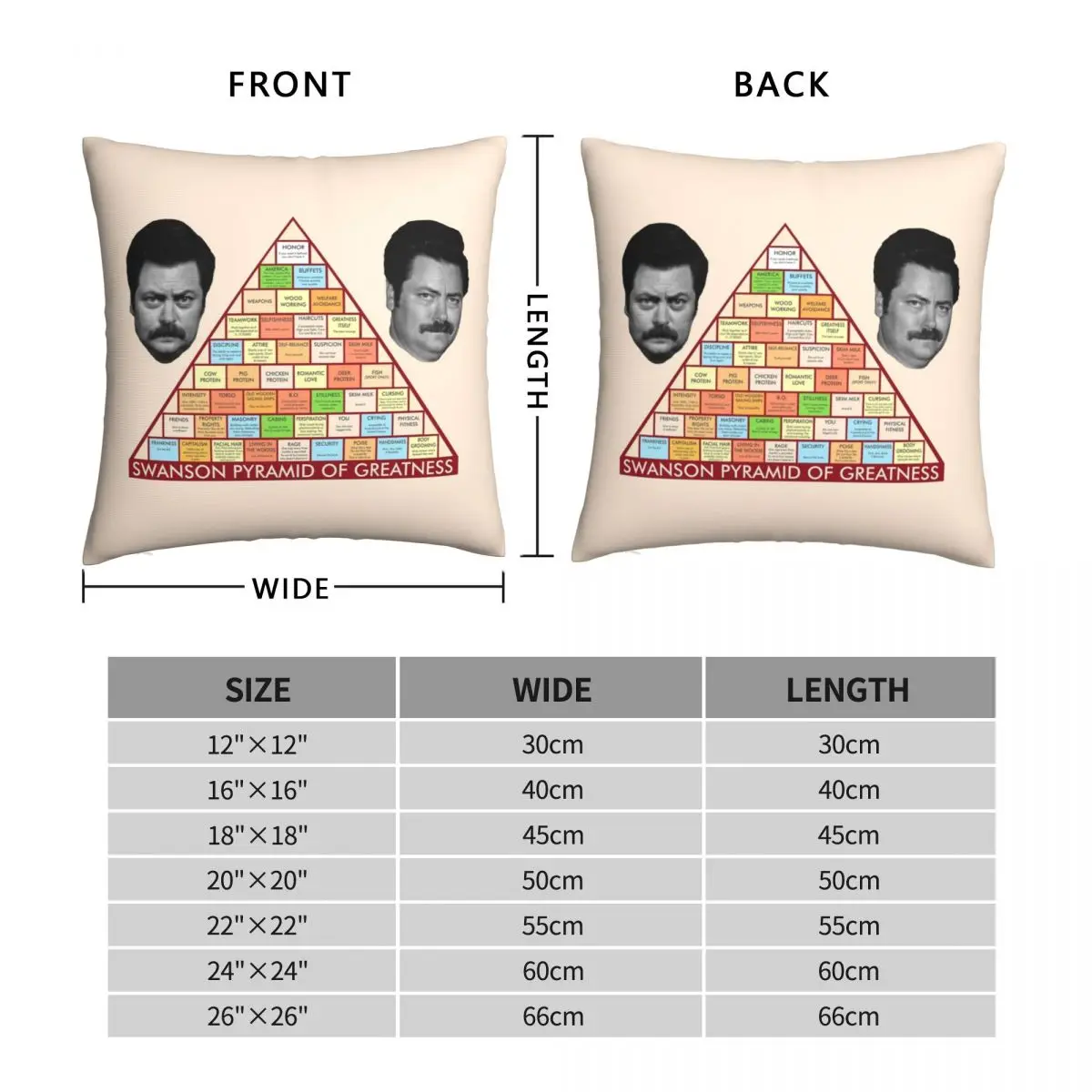 Ron Swanson's Pyramid Of Greatness Pillowcase Polyester Linen Velvet Pattern Zip Decor Pillow Case Sofa Cushion Case