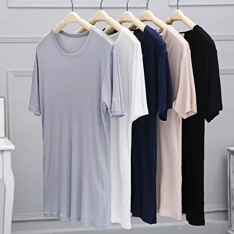 

Birdsky, 1PC summer Men short sleeve mulberry silk Tees home tops T shirt, round neck simple cultural, 7 solid colors. OM-06