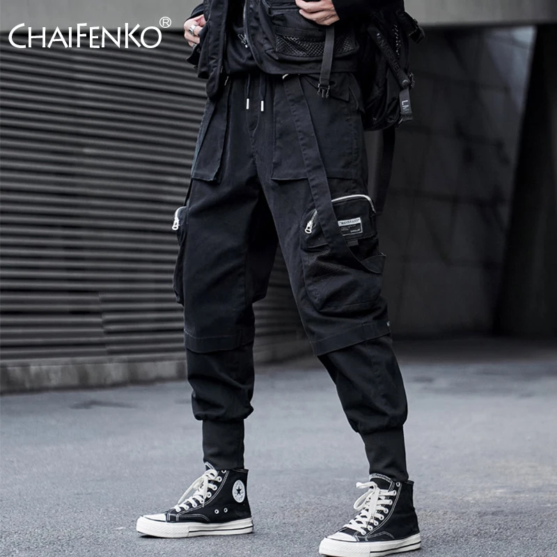 CHAIFENKO Hip Hop Cargo Pants Men Fashion Harajuku Black Harem Pant Streetwear Joggers Sweatpant Multi-Pocket Casual Mens Pants