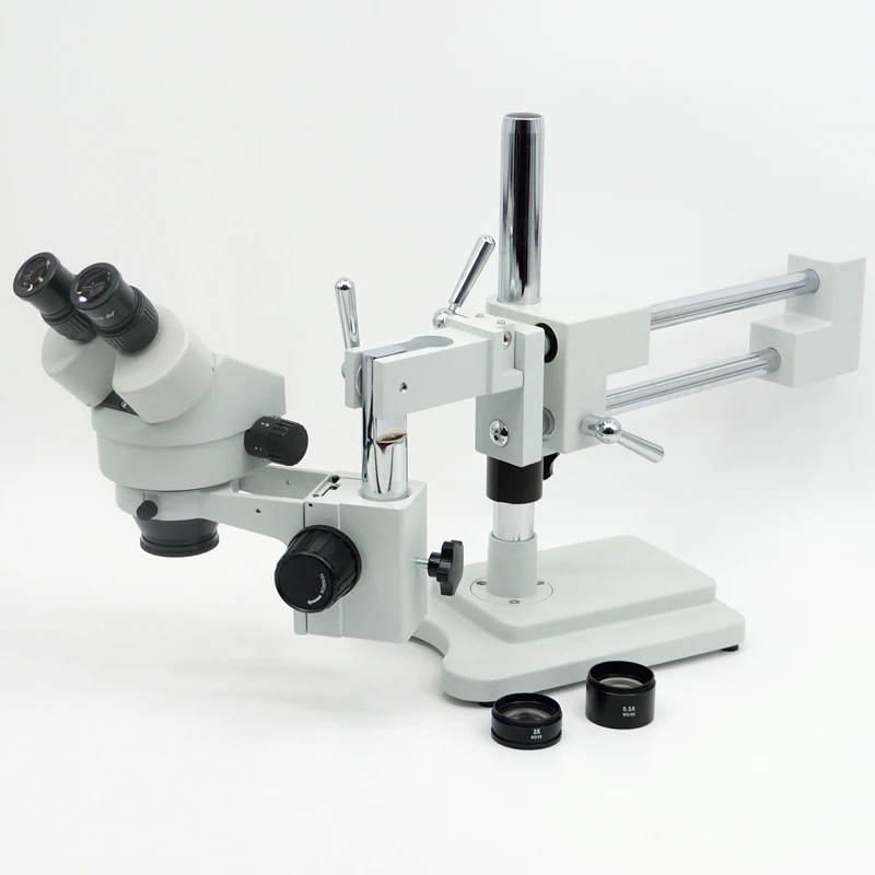 

FYSCOPE 3.5X-90X Double Boom Stand Binocular Stereo Zoom Microscope 7X-45X +LED Light