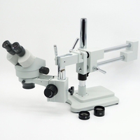 FYSCOPE  3.5X-90X Double Boom Stand Binocular Stereo Zoom Microscope 7X-45X +LED Light