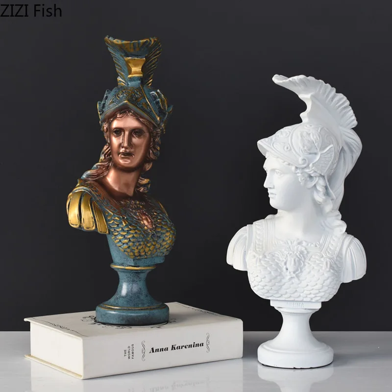 

Greek Goddess Athena Figure Statue Resin Crafts Furnishings Retro Human Head Modern Home Decoration Accessories Figures Decor