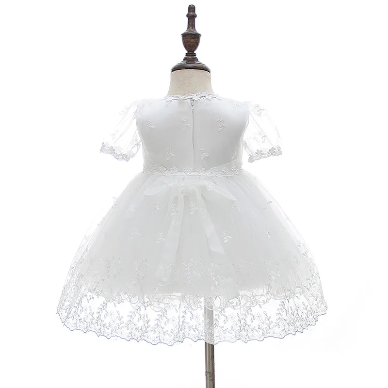 Baby Girl White Lace Christening Dress Newborn Embroidered Flower Baptism Dress for Girls Bebe First Birthday Party Outfits 3-24