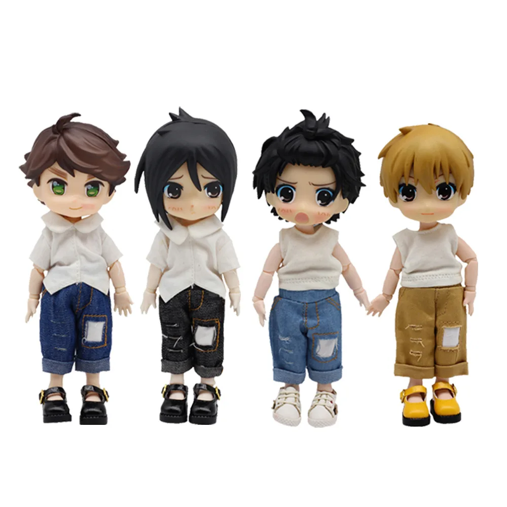 Dark Blue Obitsu 11 Work Pants Clothes Bjd Doll Ripped Jeans Clothes Accessories clothing For Ob11,Ymy,Ddf,Gsc,Body9 1/12