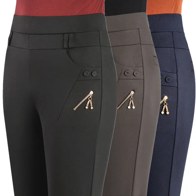 Hosen Frauen neue Frühling Herbst hohe Taille Stretch Freizeit hose große Frauen hose Mittelalter Sommer gerade Hose