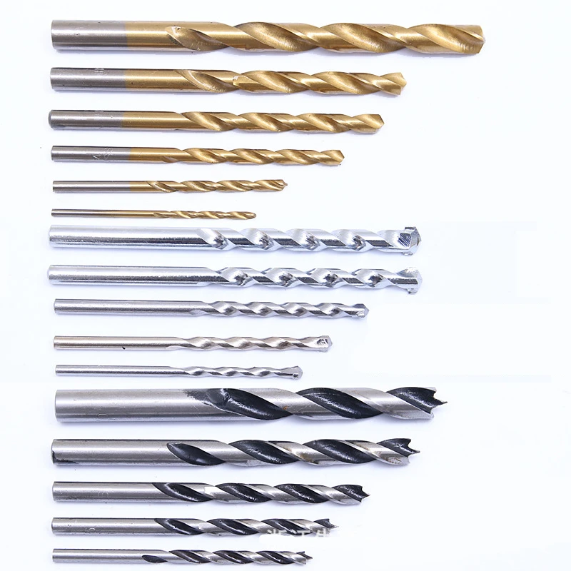 16PCS Combination Drill Bits Set with HSS Titanium Twist Drills to Metal, Wood Drills, HSS Rock Concrete Drill Set