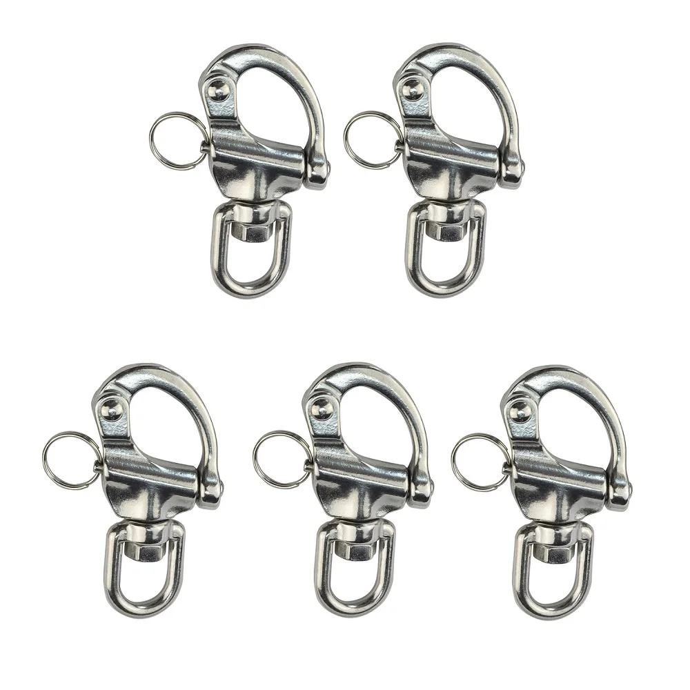 5PCS Stainless Steel 316 Mooring Quick Release Spring Swivel Snap Shackle 70mm 87mm 128mm Swivel Shackle For Lifting Strap Sale