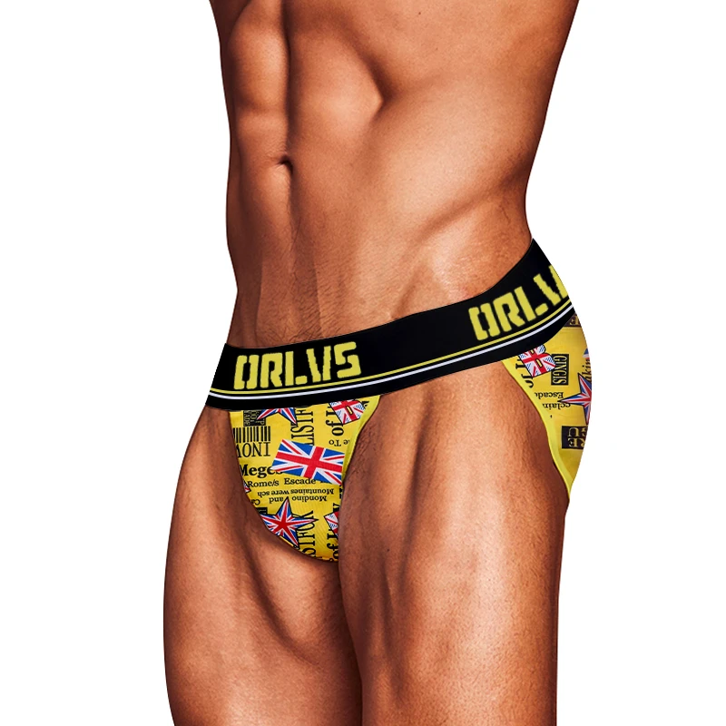 ORLVS Men\'s Underwear Men Sexy Briefs Jockstrap Pouch Cuecas Man Cotton Panties Thongs Mesh Underpants Gay Slip Homme Srting