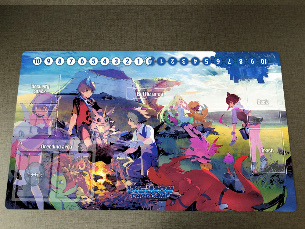 

Digimon Adventure Board Game Playmat DTCG CCG Mat Trading Card Game Mat & Zones & Free Bag Anti-slip Desk Pad Mousepad 60x35cm