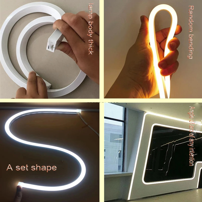 1m long Flexible Silicone Sleeve Soft Light Belt Arbitrary Modeling Embedded LED Line Light Radian Outdoor Waterproof 12V/24V