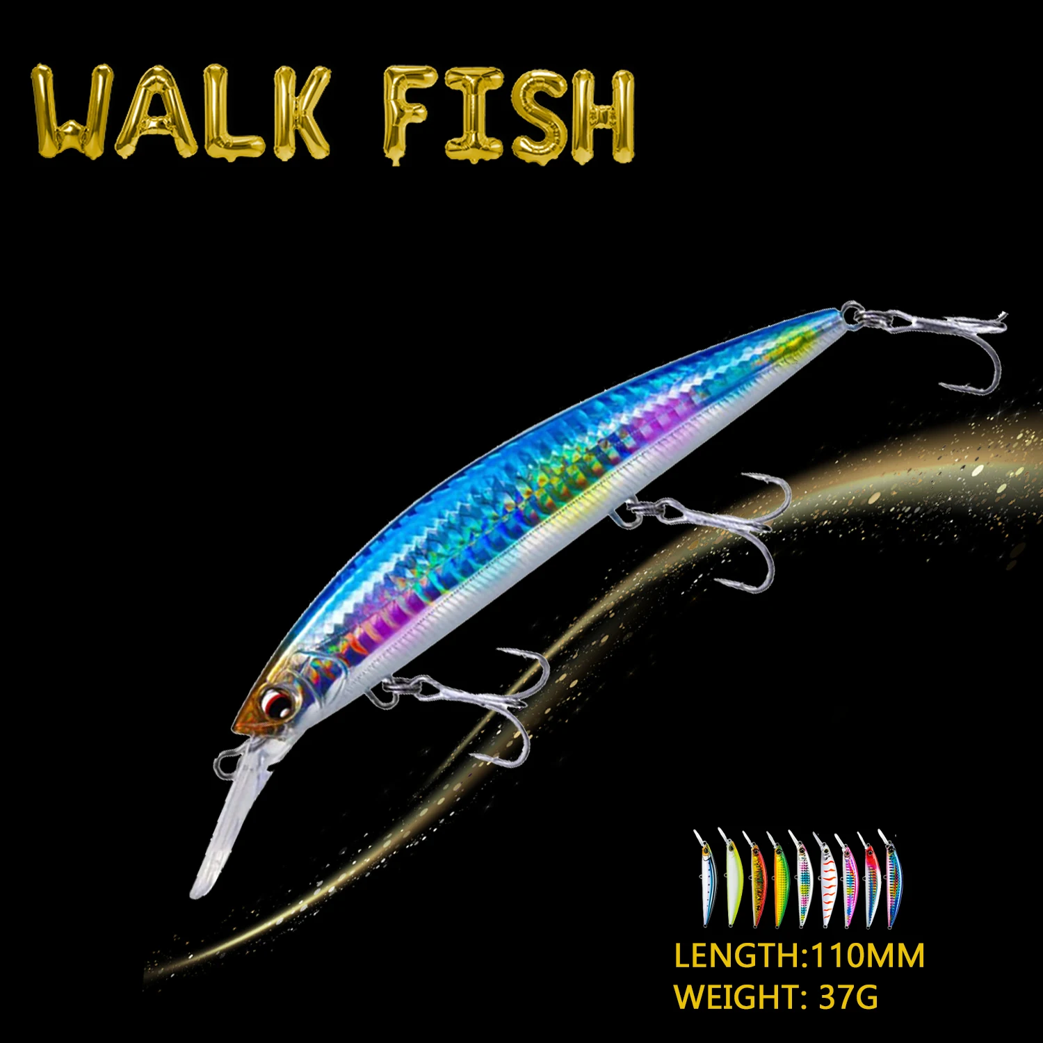 High Popularity 110mm/37g Minnow Fishing Lures Artificial Hard Fishing Baits Sinking Fishing Lures Wobbler Hard Fishing Baits