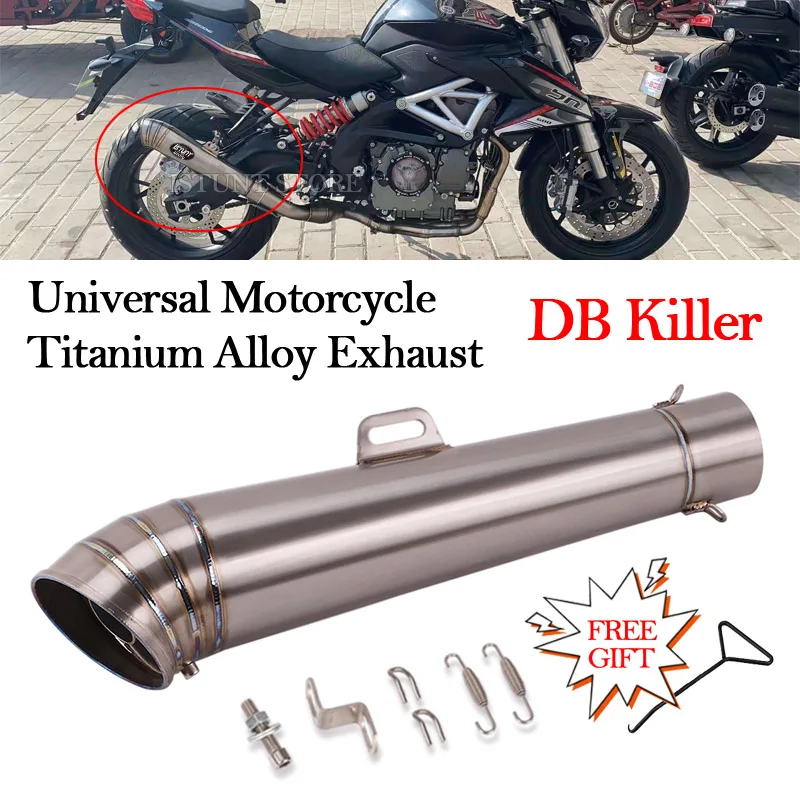 

For Z900 MT07 NK400 Ninja250 GSX-S750 Universal Motorcycle Titanium Alloy DB Killer Exhaust Pipe 60MM GP Escape Modified Muffler