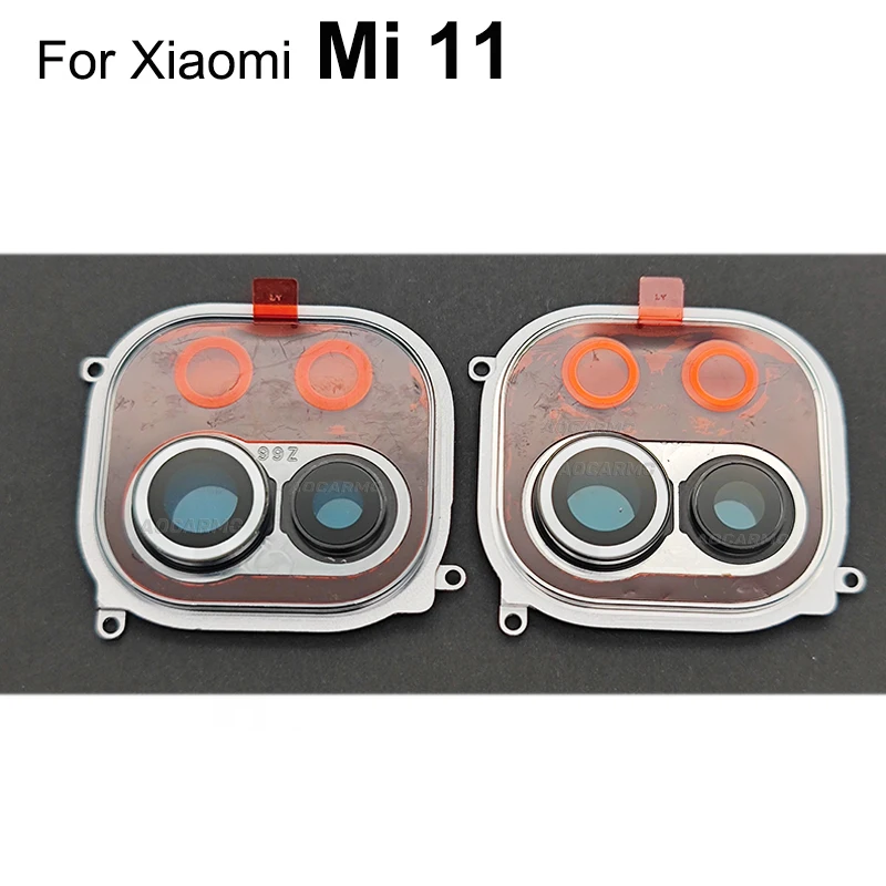 Aocarmo dla Xiaomi Mi 11, tylna kamera tylna, szkło obiektywu z ramką, naklejką, część naprawcza