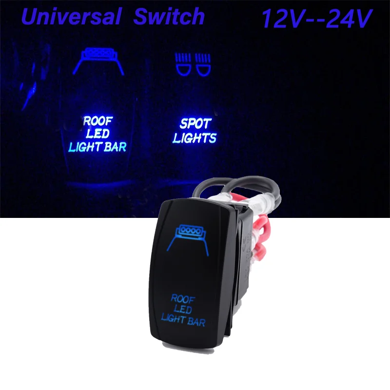 Universal 12V 24V Roof LED Light Bar Blue On/Off Rocker Switch 5 Pin For Jeep 4X4 SUV ATV UTV Polaris Can-Am Caravan Accessories