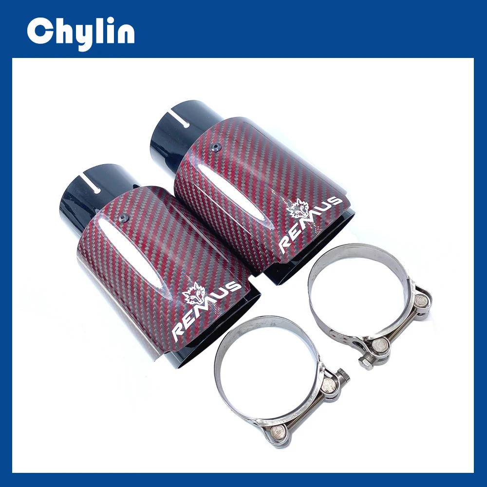 

Glossy Red Carbon Fiber Stainless Steel Universal Automobile Exhaust Pipe Muffler Pipe Carbon Fiber Exhaust Tips Accessories