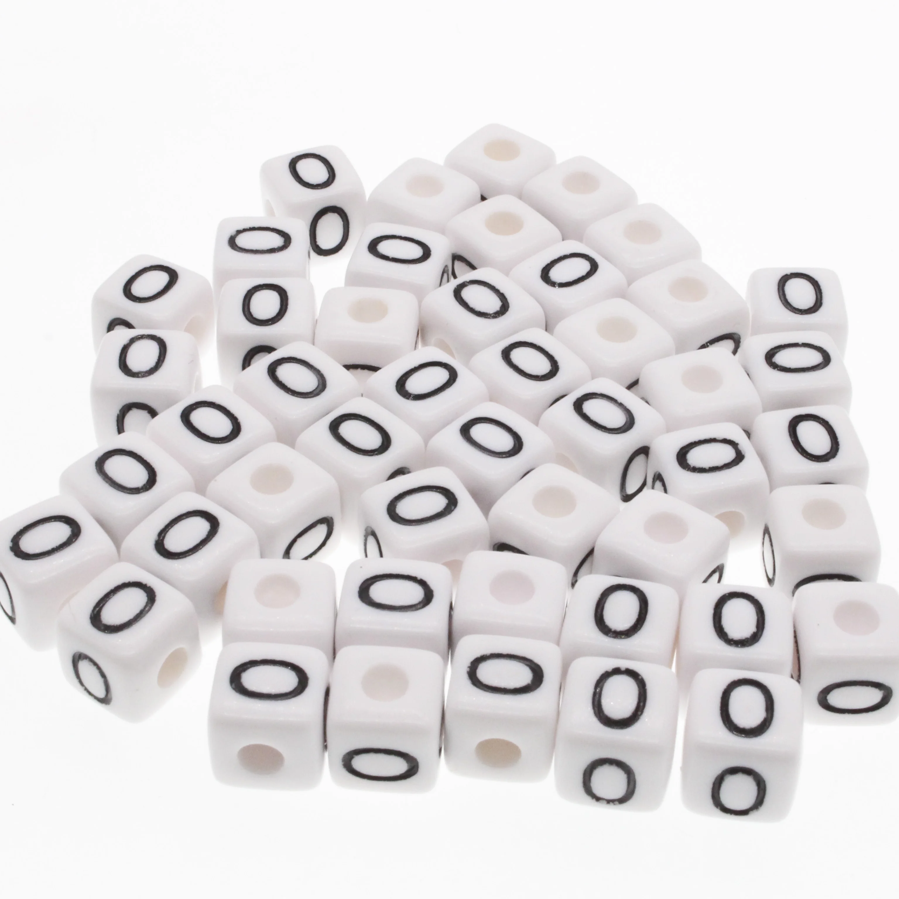 CHONGAI 20/50Pcs Cube Acrylic Number Beads Single Number 0-9 White Square Bracelet Jewelry Making Beads 10*10mm