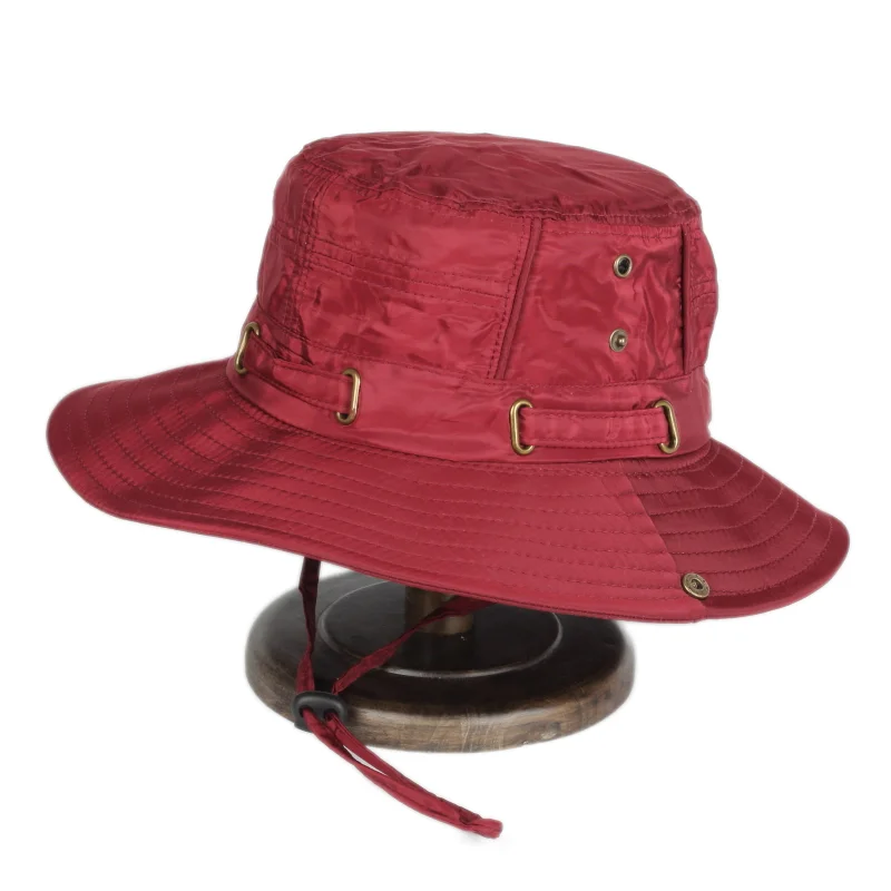 Wholesale custom logo adjustable size Sweat-absorbent and breathable large brim  men's  fishing bucket hats