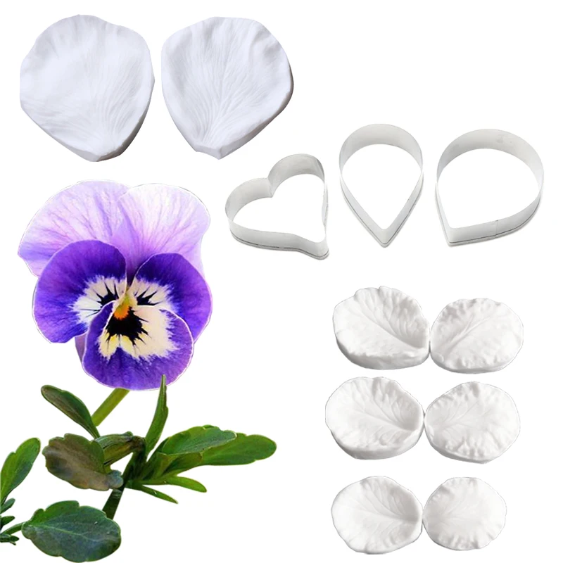 Pansy Flower Leaf Veiners Silicone Mold DIY Fondant Cake Surgar Gumpaste Clay Baking Water Paper Utensils M2478