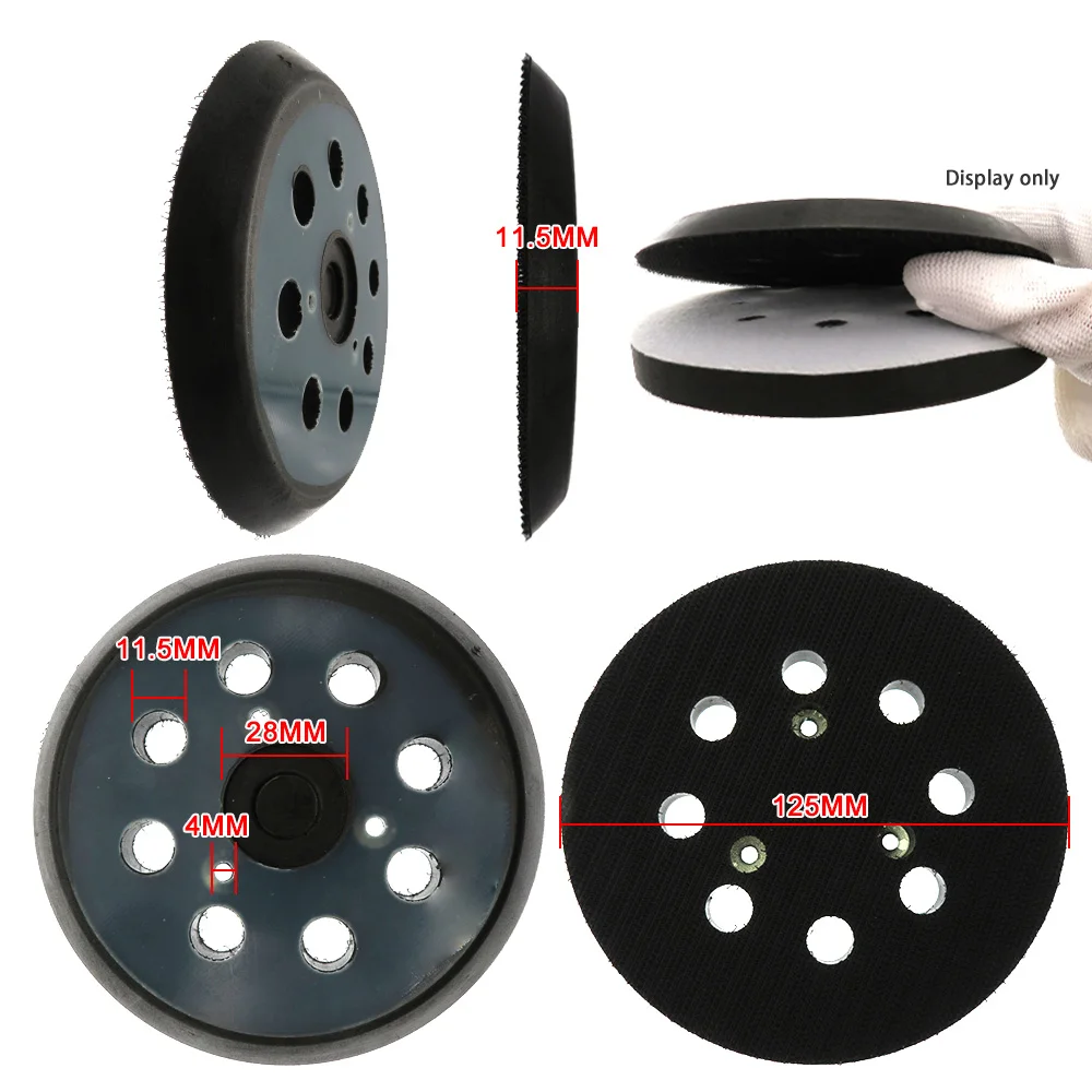 Almohadilla de lijado de gancho y bucle de 5 pulgadas y 8 agujeros, placa de respaldo de 3 o 4 clavos, 125mm para LIJADORA Orbital eléctrica Porter Cable DeWalt Hitachi
