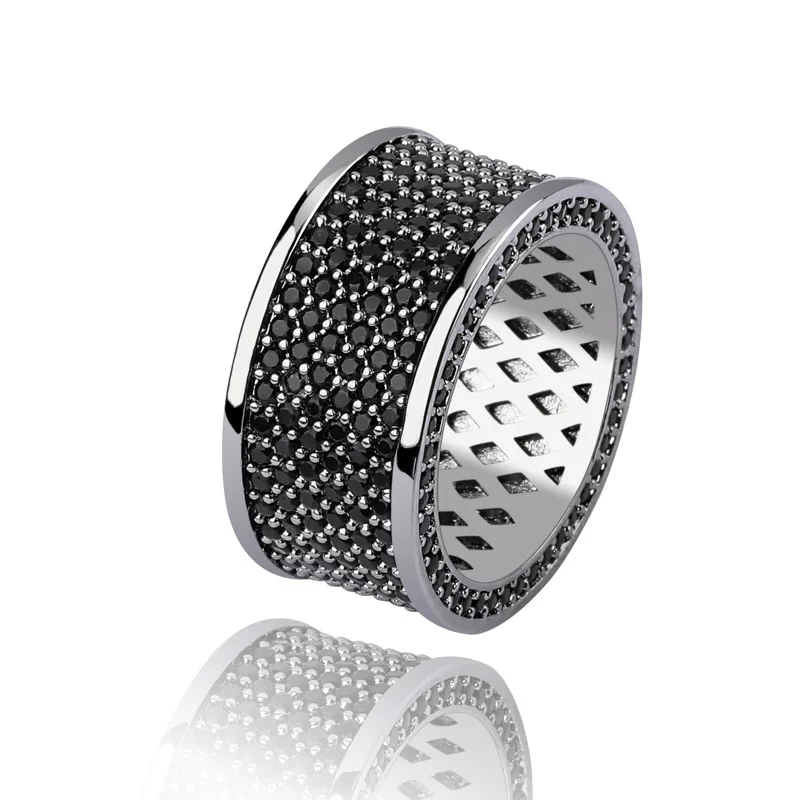 

Lucky Sonny Hip Hop Full CZ Ring Black Gun Silver Color Rings for Men Trendy Finger Rings Copper Anel Anillo Bijoux Dropship R01