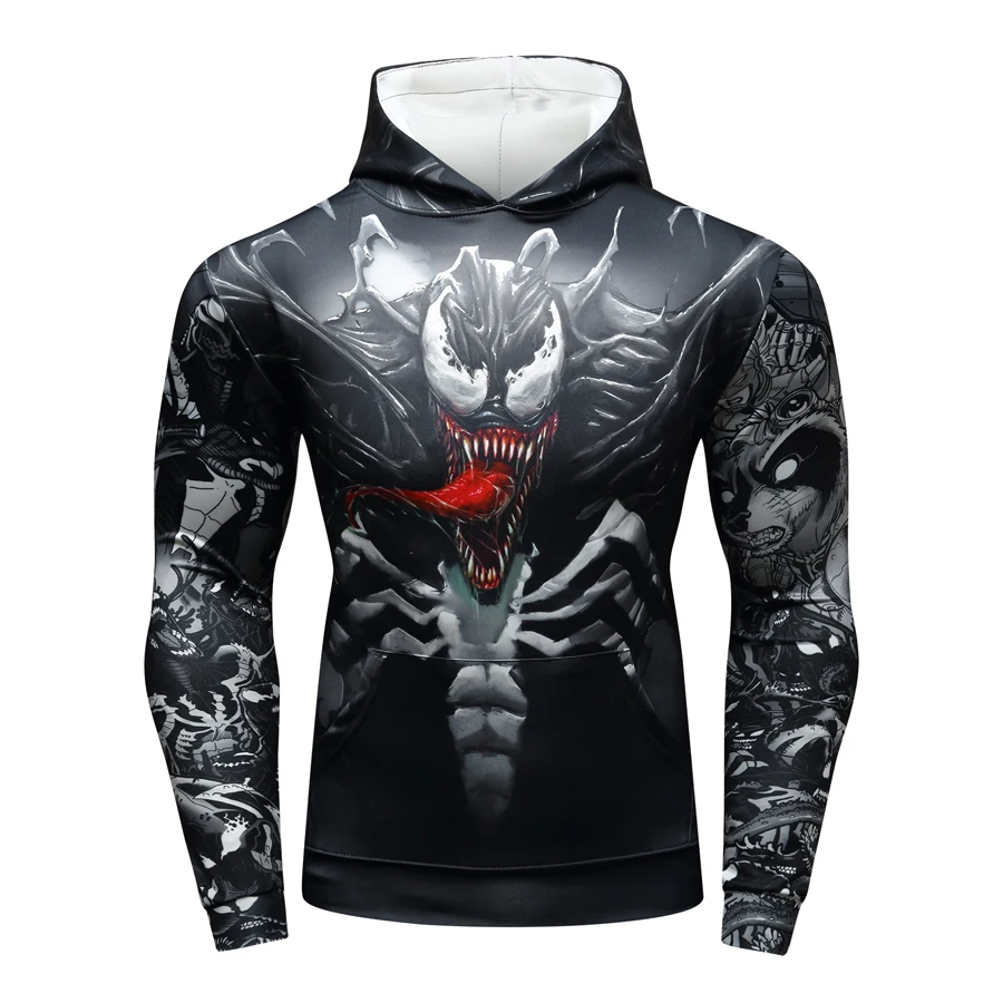 2021 Autumn Outdoor Sport Sweatshirt Black venom Mens Hoodies Long Sleeve Male pullover Hip Hop Street Clothes Men\'s Clothing