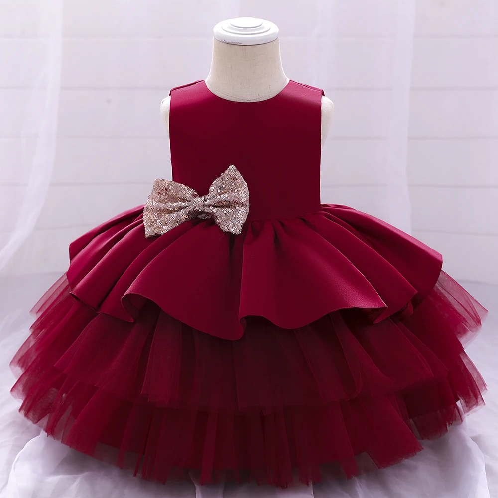 Vestido de flores Infantil para niña, ropa de Navidad para fiesta de primer cumpleaños, boda, tutú de encaje, disfraz de princesa para bebé, 2024