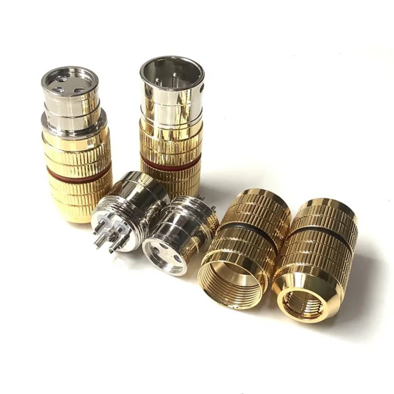 4 pces hi-end banhado a ouro xlr plug conector de áudio de alta fidelidade 3pin macho fêmea preto vermelho amplificador de áudio xlr equilíbrio interconnector cabo