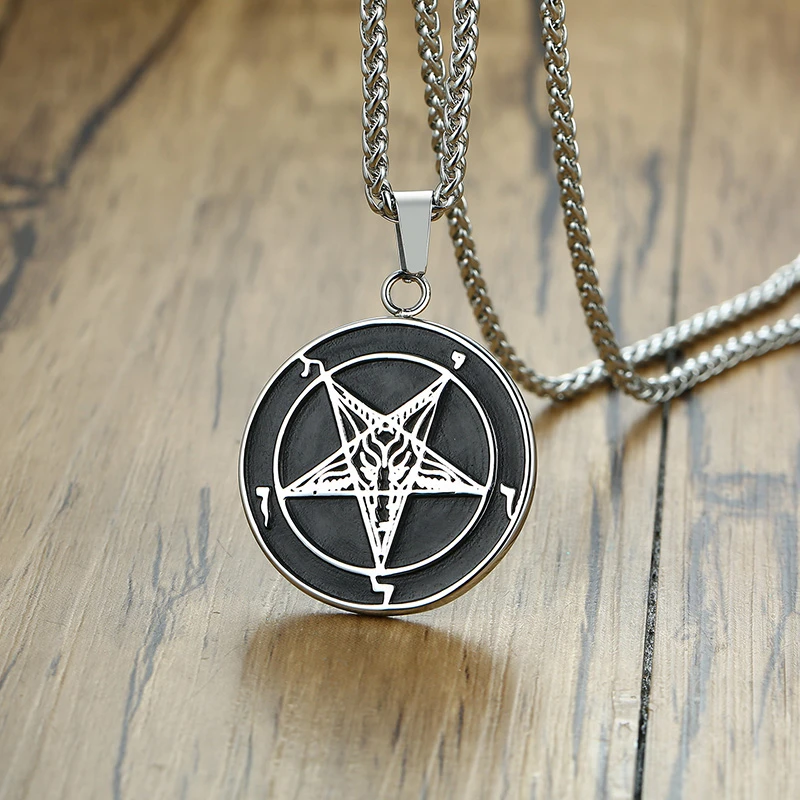 Exoticdream Inverted Baphomet Satanic Pentagram Sabbatic Goat Church of Satan Sigil of Lucifer Pendant Necklace