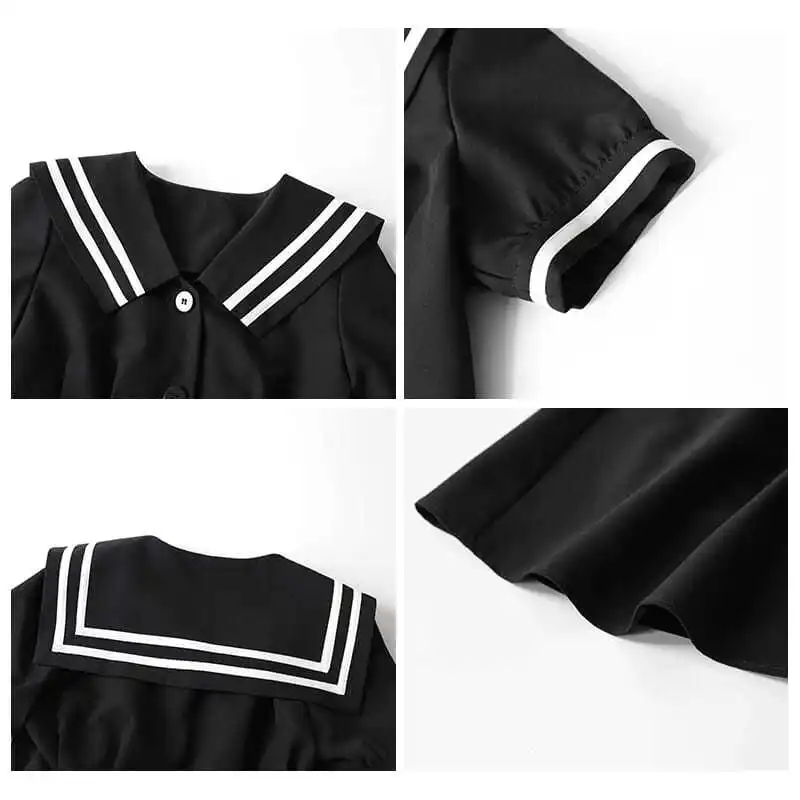 Dress Women Summer Fashion New Leisure Japanese Style Sweet College Vintage A-line Sailor Collar Streetwear Female Vestido Solid