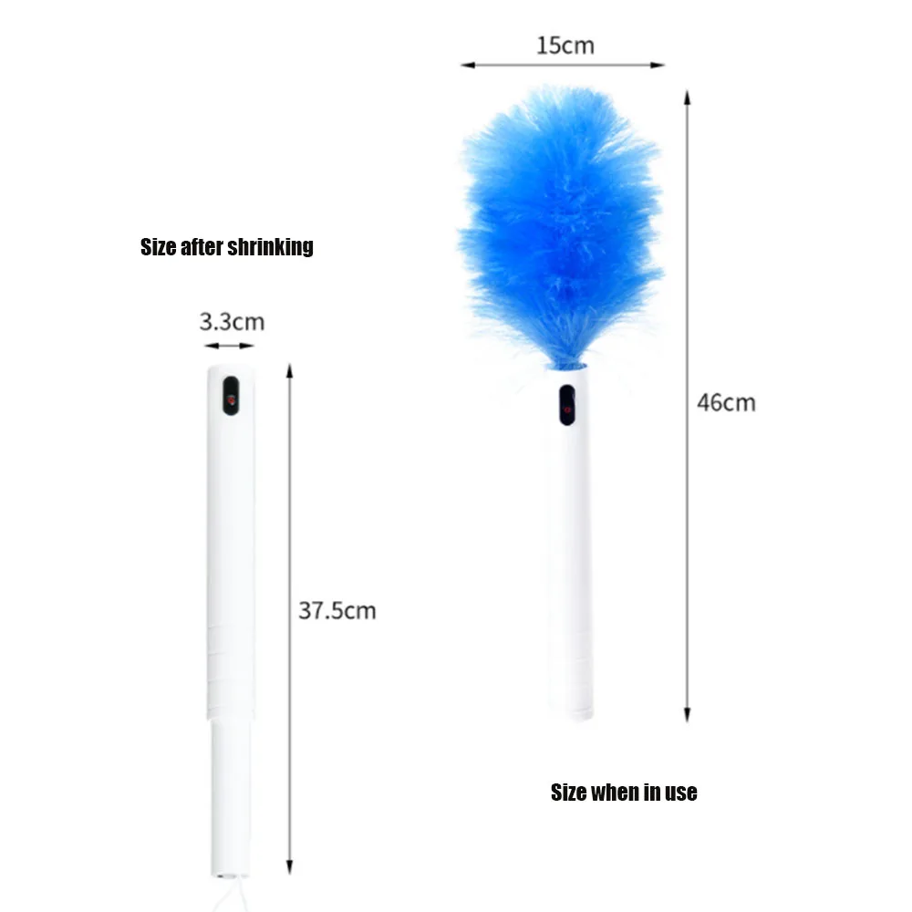 Portable Electric Feather Duster Dusting Duster Retractable Feather Duster Cleaning Brush Roller  Storage And Decontamination