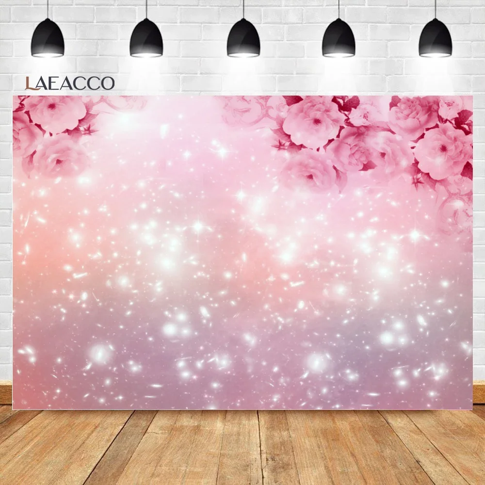 Laeacco Princess Pink Gradient Photocall Background Butterfly Flowers Baby Poster Portrait Photographic Backdrops Photo Studio