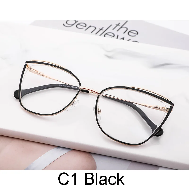 KANSEPT Metal Glasses Frame Women Cat Eye Myopia Computer Eyeglasses Frames 2022 Lady Stylish Eyewear High Quality MS3535