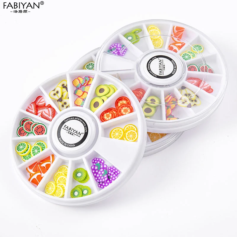 3D  Fruit Slices Wheel Nail Art DIY Designs Wheel Nail Art Decorations Slicing Polymer Clay