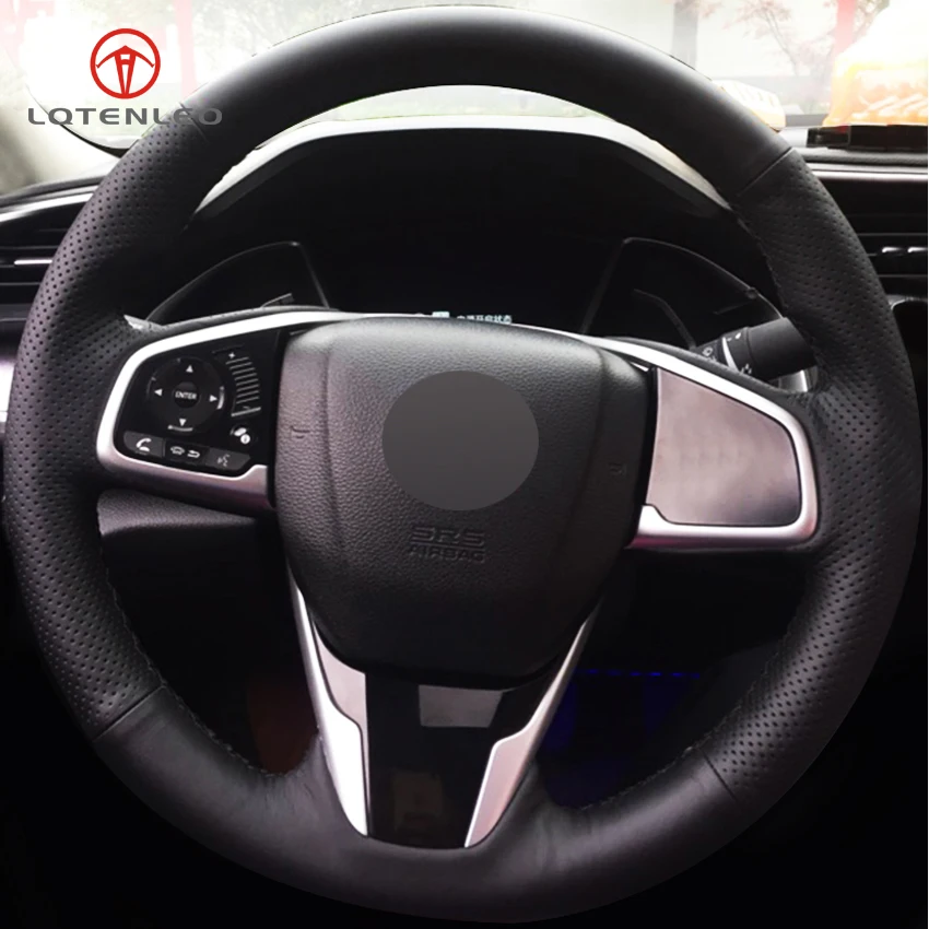 LQTENLEO Black Artificial Leather Steering Wheel Cover for Honda Civic Civic 10 2016-2019 CRV CR-V 2017-2019 Clarity 2016-2018