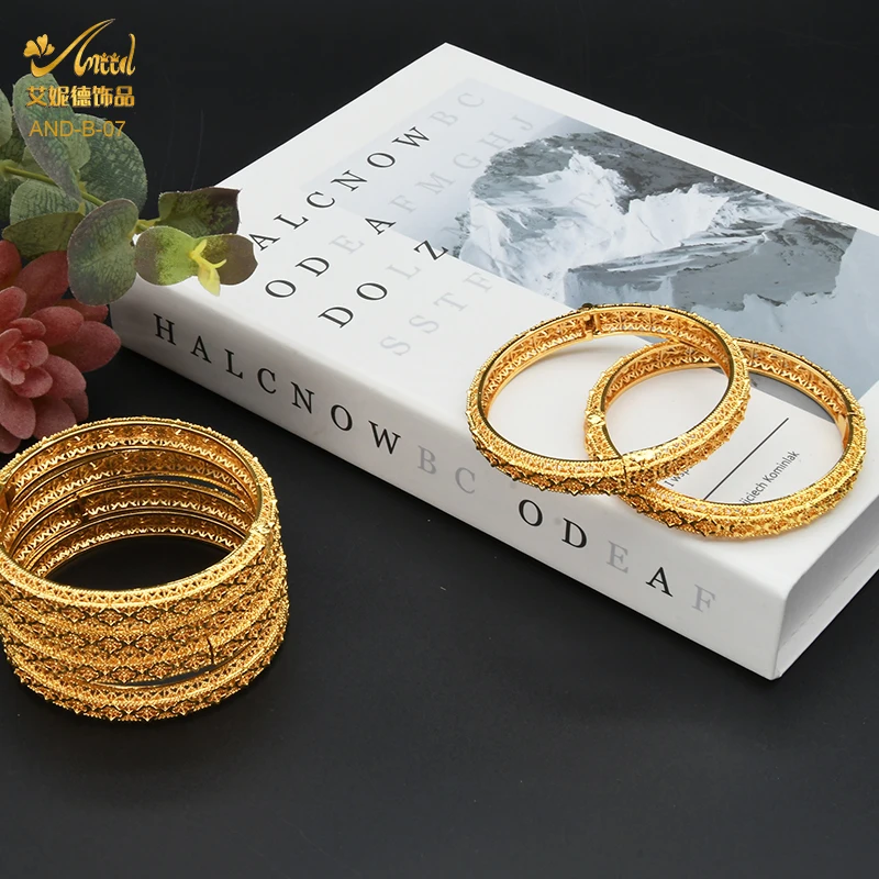 ﻿ANIID Bangles For Women Indian Jewelry Gold Color Bracelets Dubai Designer Wholesale African Brand Luxury Bracelet Moroccan