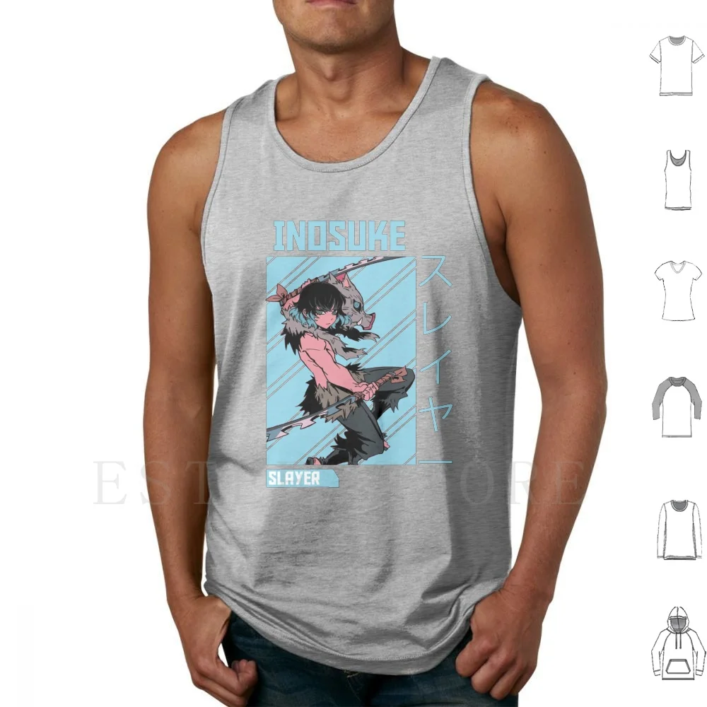 

Inosuke Demon Tank Tops Vest Demon Kimetsu No Yaiba Anime Manga Japanese Japan Weeb Purple Inosuke