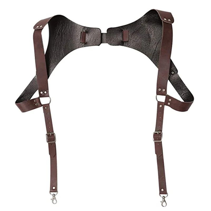 Moda masculina h-back couro do plutônio suspender ajustável clip-on punk peito cinto de ombro cinta suspensorio acessórios de vestuário