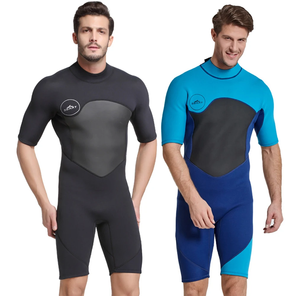 

2MM Men's Neoprene Diving Wetsuit One Piece Warmth Cold Sunscreen Short Sleeve Snorkeling Suit Surfing Snorkeling Wetsuit Men