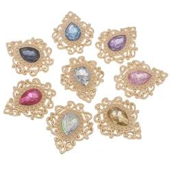 SKYE CIEL 10pcs 27*32mm Gold Glass Crystal decoration Buttons for Wedding Metal Accessorie Hair Bow DIY Jewelry Craft Can Mix