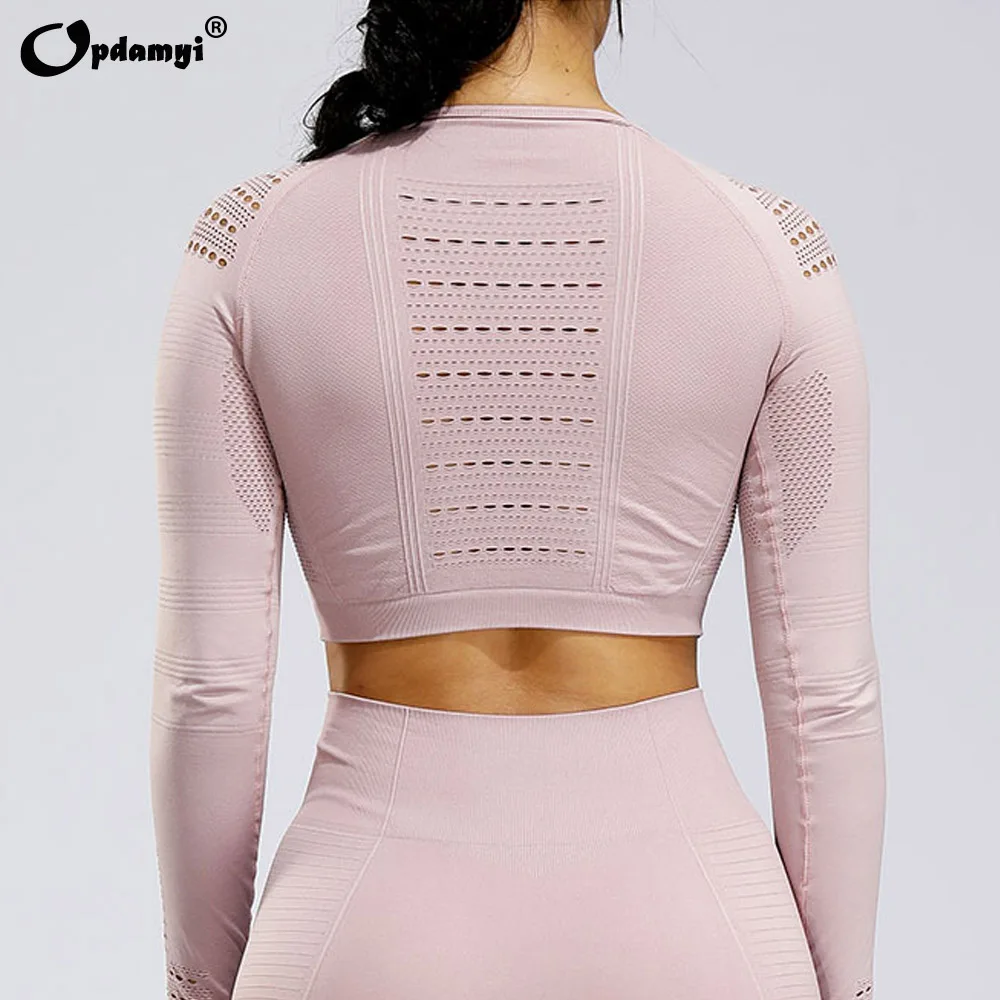 Vital Women Yoga Set Gym Workout Clothes Fitness Crop Top Long Sleeve And Pants High Waist Energy Seamless Sports Leggings Set