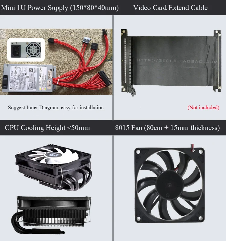 A35 Mini ITX Case Transparent Acrylic Gaming Computer Cases with Extension Cable Support Mini ITX Motherboard Desktop Case