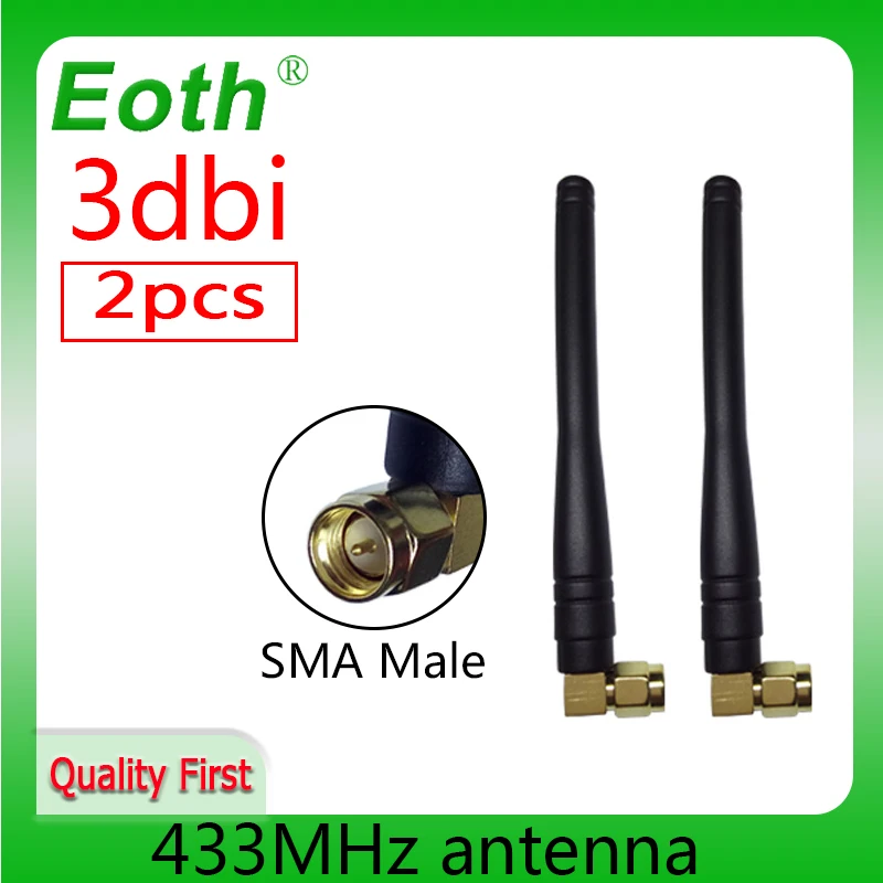 EOTH 2pcs 433mhz antenna 3dbi sma male lora antene 10cm pbx iot module lorawan signal receiver antena high gain