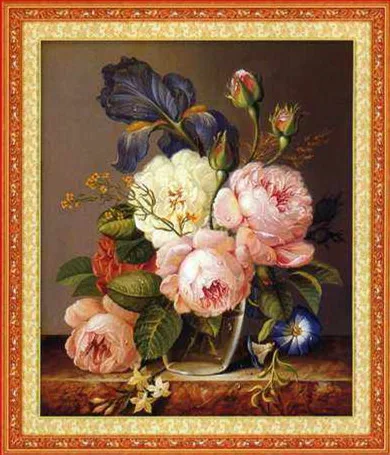 

Peony Flower Bouquet Clear Picture Top Quality Cross Stitch Kits Crafts 14CT Unprinted Embroidered Handmade Art Set Decor