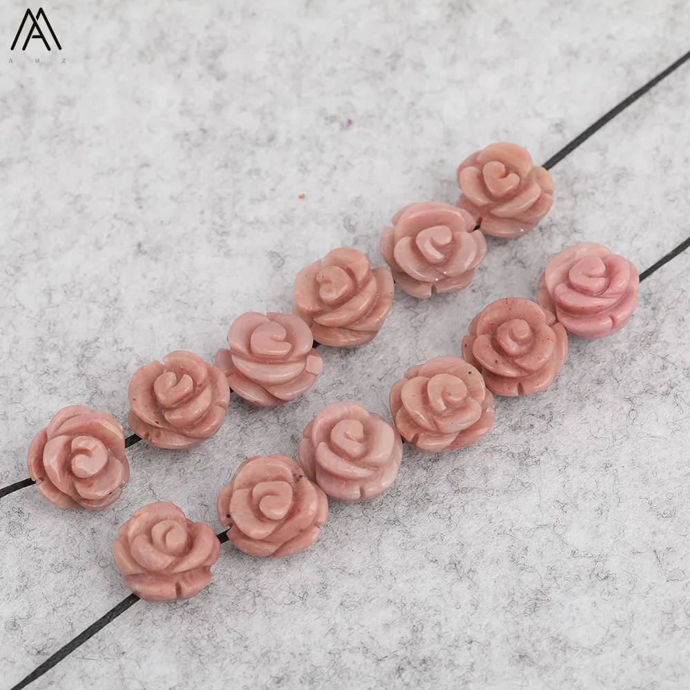 15 teile/los 10mm Natürliche Achate Lapis Fluorit Stein Quarz Kristall Geschnitzte Rose Blume Form Ohrring Perlen Für Schmuck DIY Machen – Detail 19