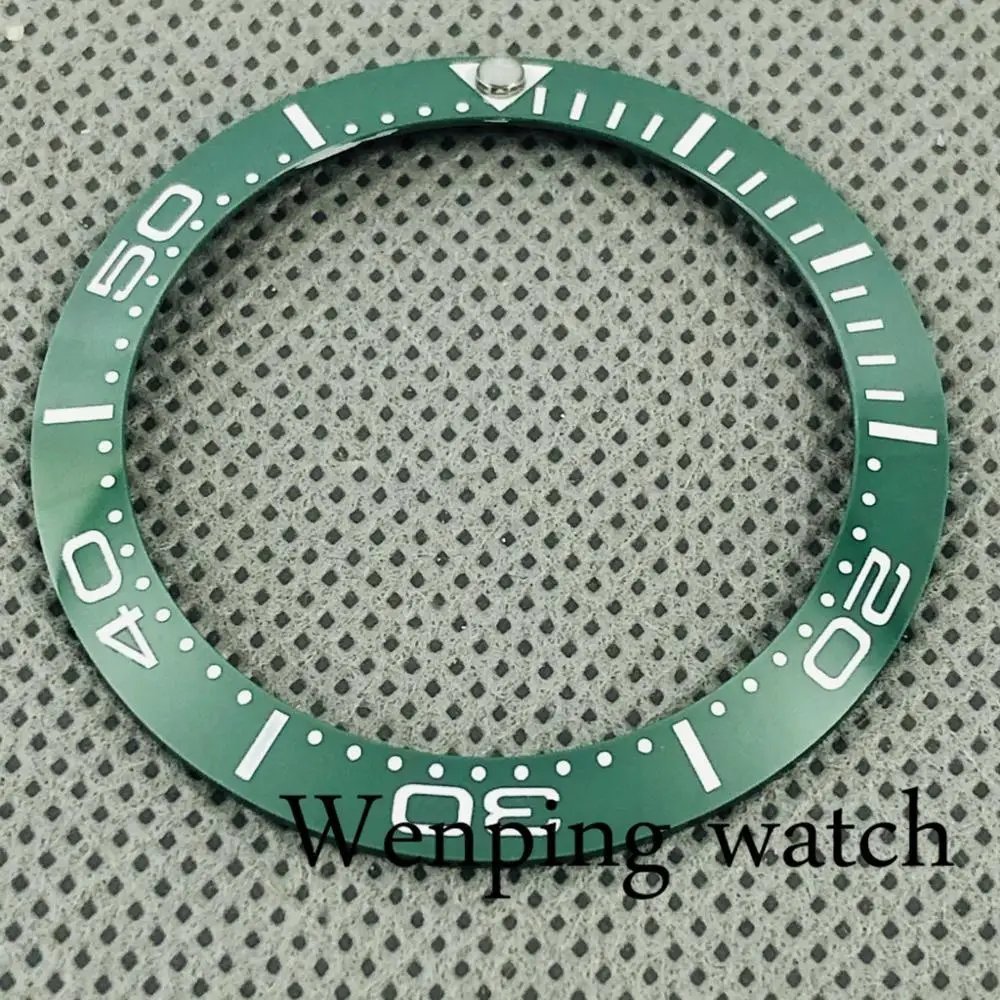 New 40mm high quality green/blue ceramic bezel Insert fit 43mm watch case mens watch bezel