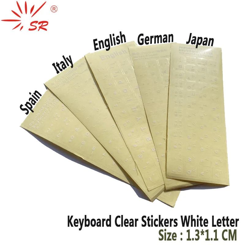 SR Clear Smooth Keyboard Stickers Letter 6 Language Russian German Spain Italy English Japan for Computer Laptop Accessories