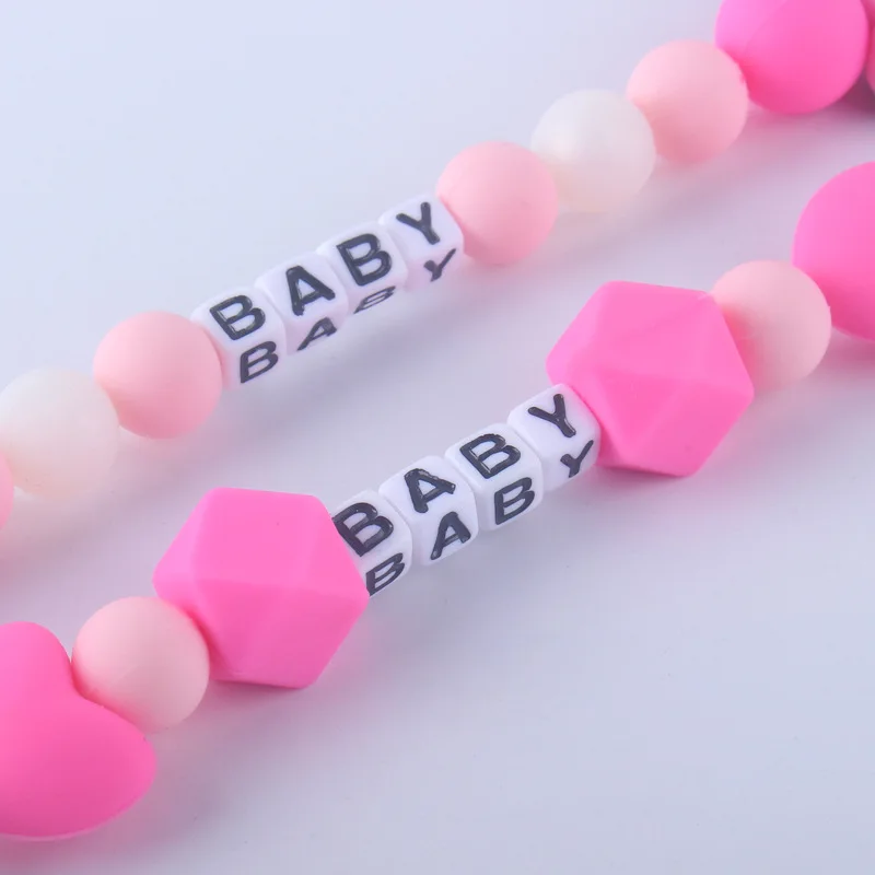 New Hot Sale Baby Teether Pacifier Chain Food Grade Silicone Beads Anti-drop Chain Multi-Styles Baby Pacifier Chain Clips