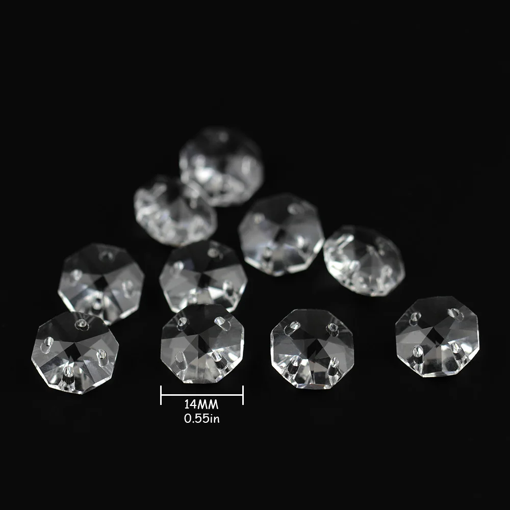 50pcs/lot 4 Holes Clear Octagon Crystal Chandelier Beads Glass Prism Beads Glass Chandelier Parts &  DIY